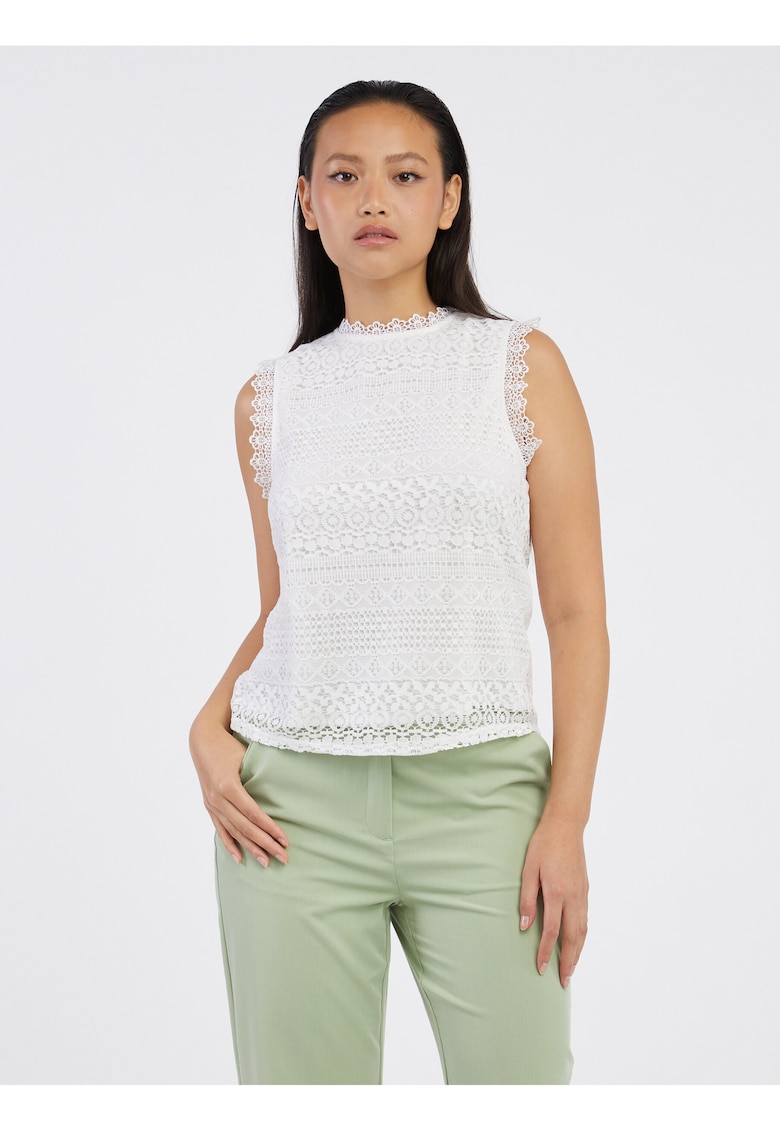 Top alb cu dantela Evie