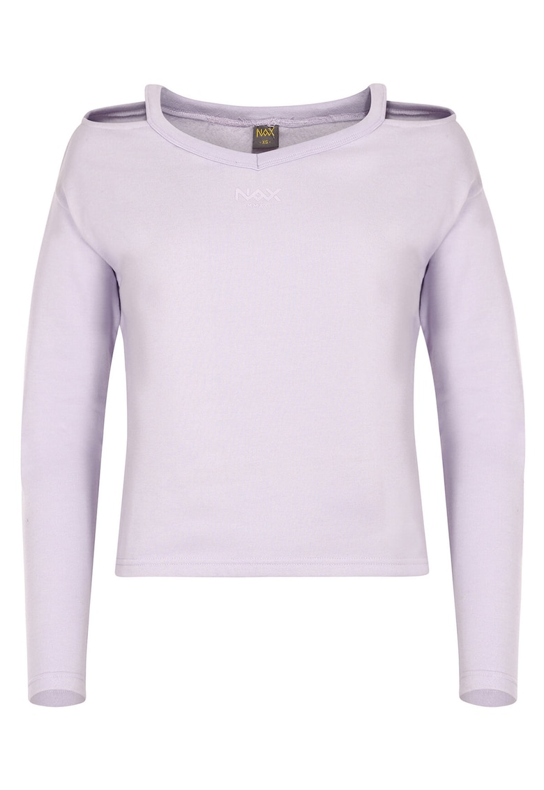 Bluza cu model uni si umeri decupati -