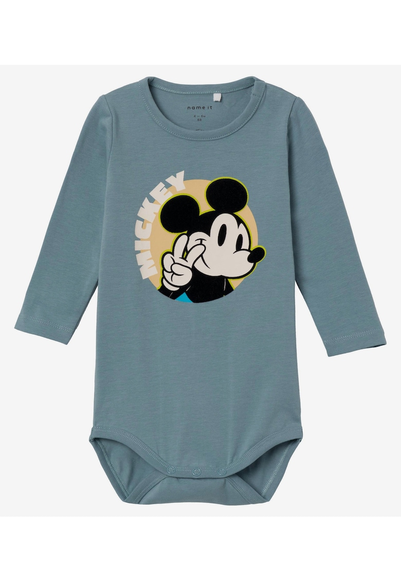 Body din bumbac organic cu print Mickey Mouse