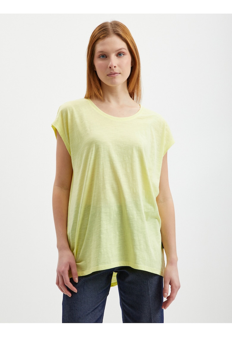 Tricou din amestec de bumbac cu croiala lejera si model uni