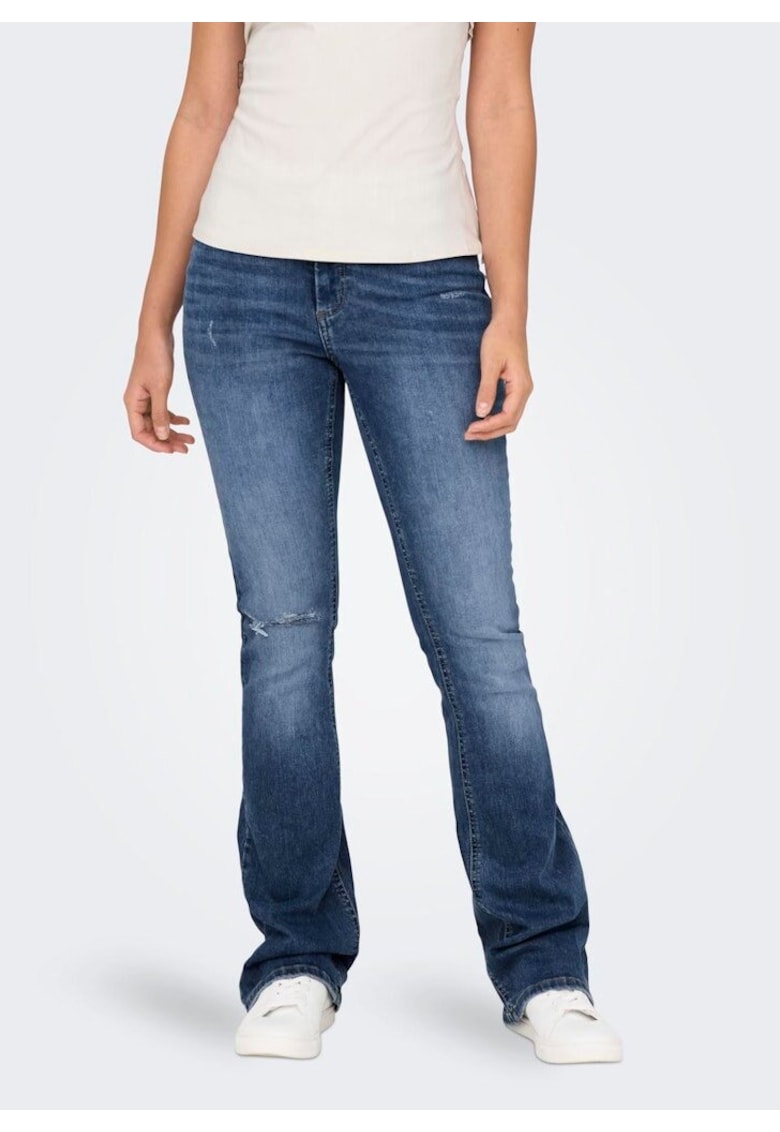 Blugi bootcut cu aspect deteriorat Blush -