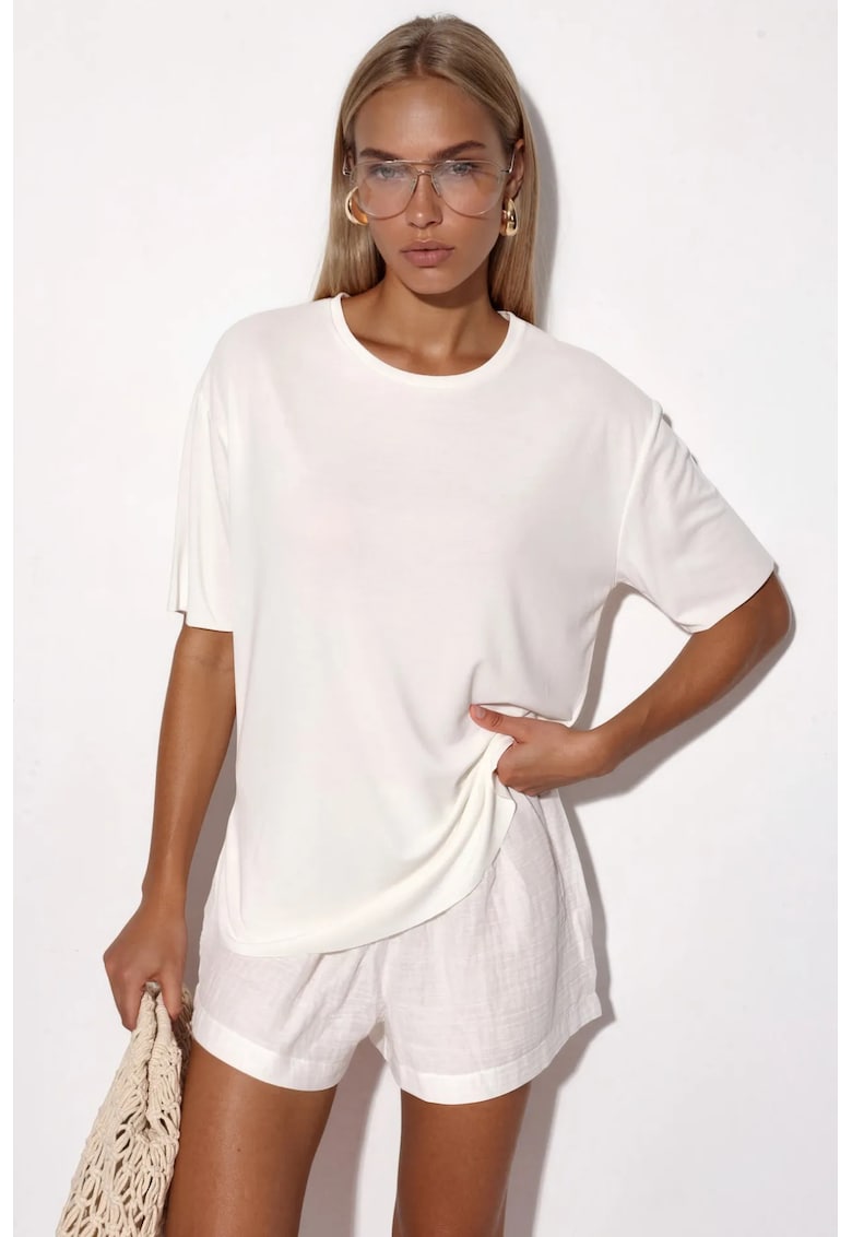 Tricou dama - tricou cu guler rotund - croiala lejera - piatra naturala - 80% modal - 20% poliester -