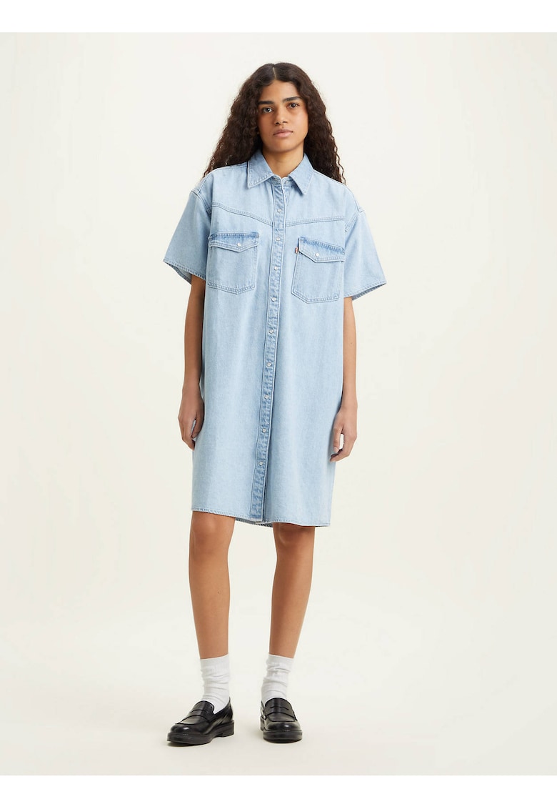 Rochie camasa midi din denim