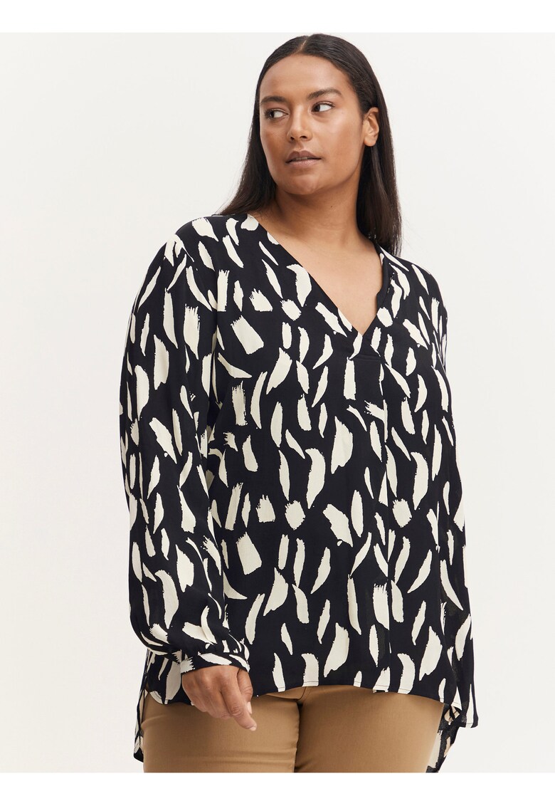 Bluza cu print si decolteu in V