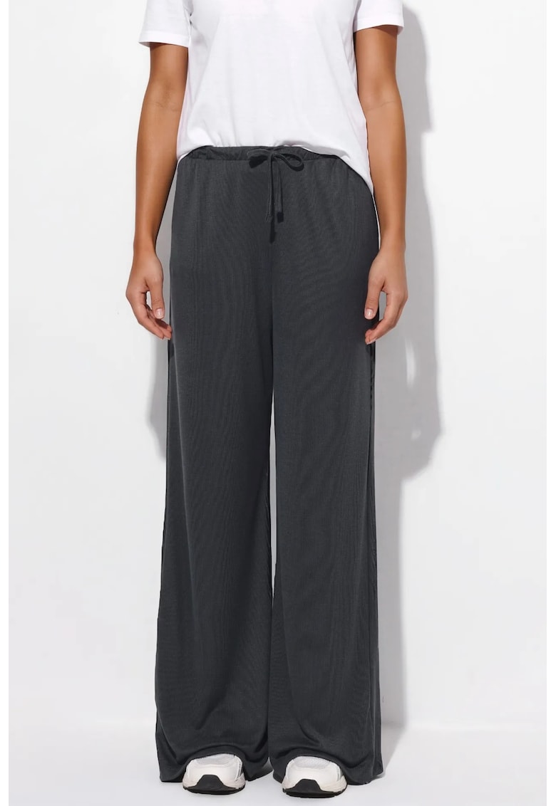 Pantaloni dama - croiala larga - gri inchis - 50% modal - 44% poliester - 6% elastan