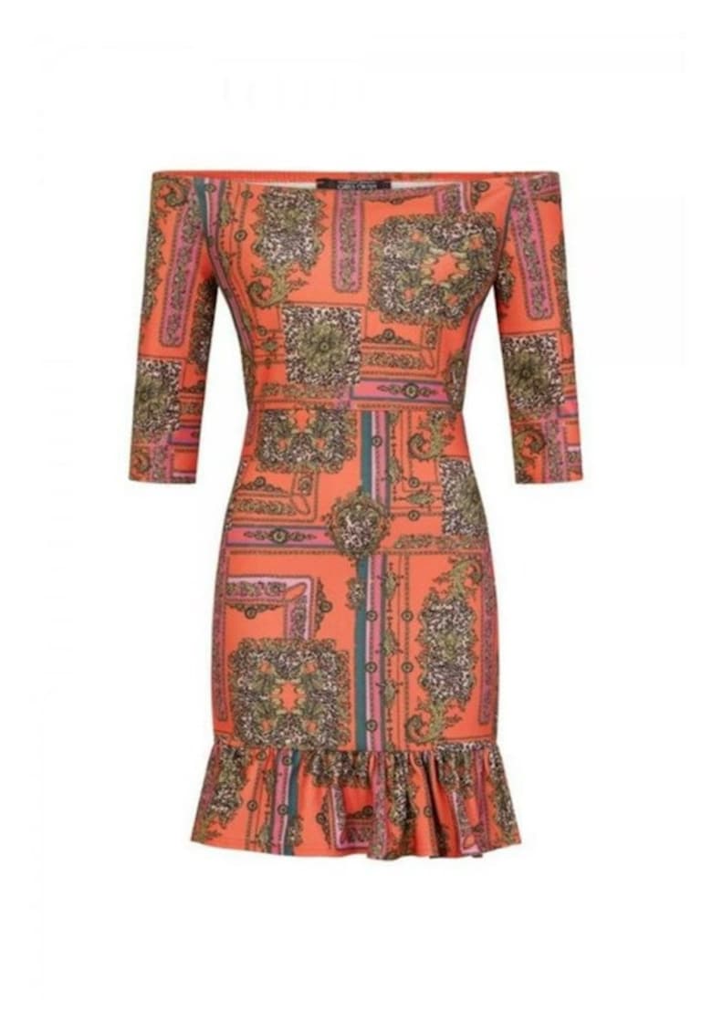 Rochie cu print pe umeri -