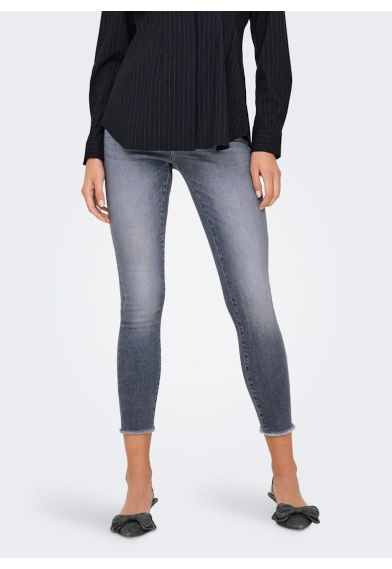 Blugi skinny crop cu tiv nefinisat Blush