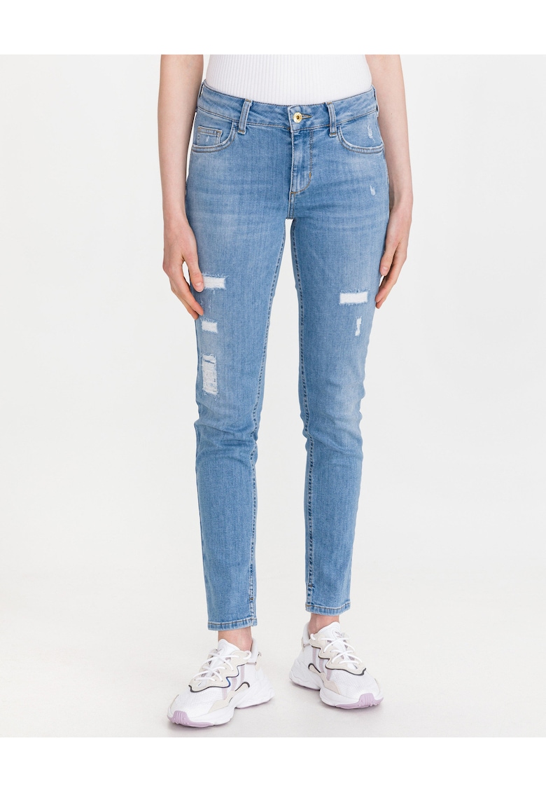Blugi skinny cu aspect uzat -