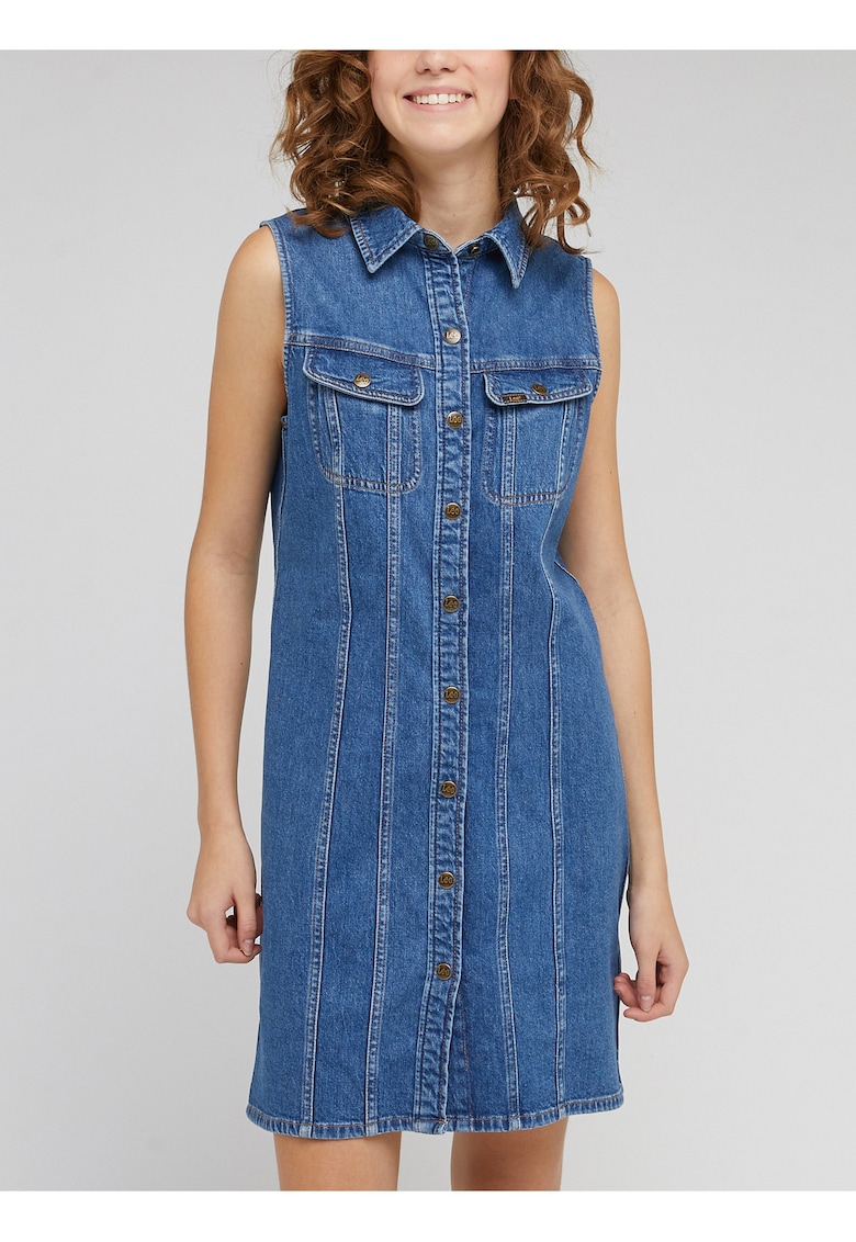 Rochie scurta din denim dreapta
