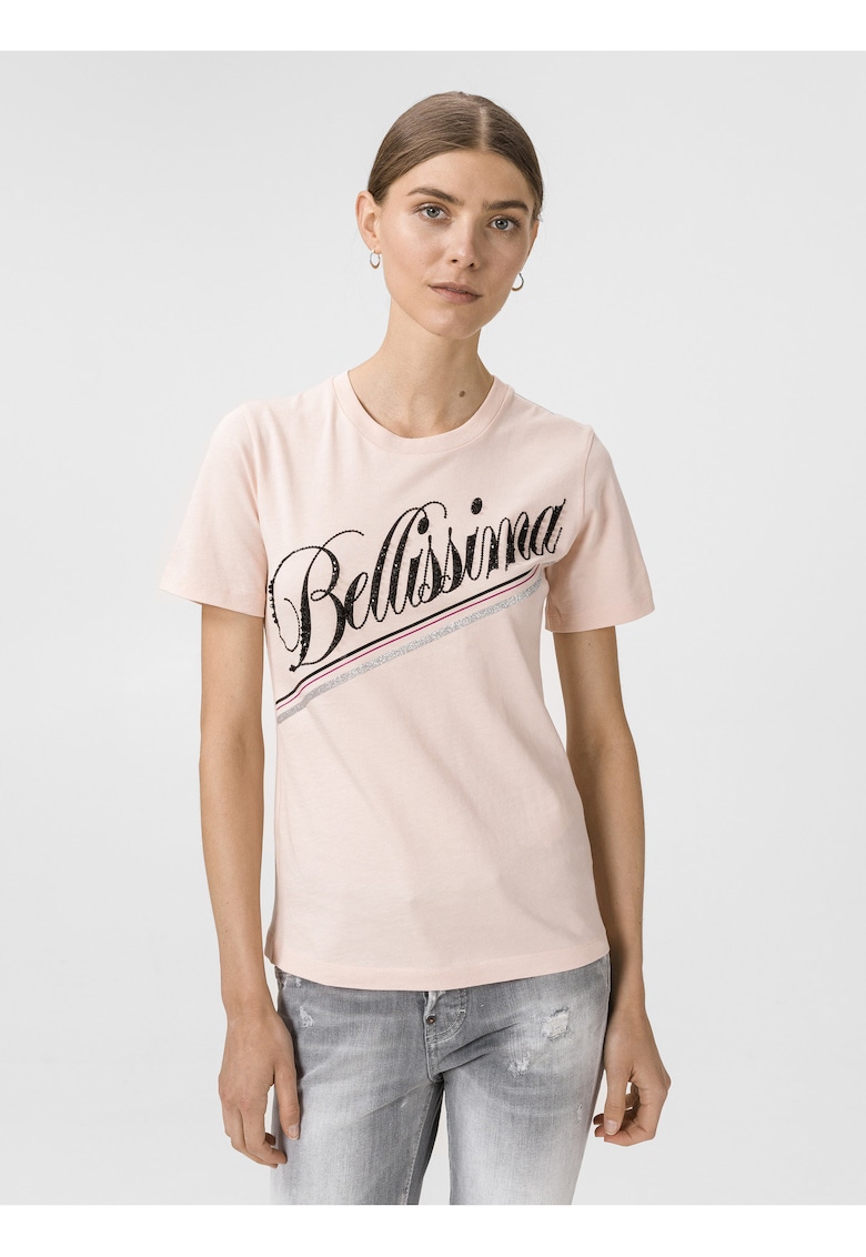 Tricou din bumbac cu imprimeu pe piept -