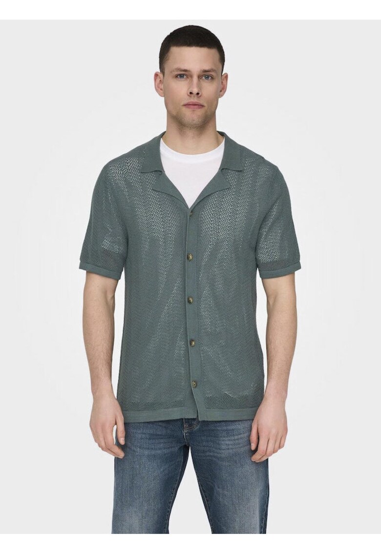 Cardigan tricotat cu maneca scurta
