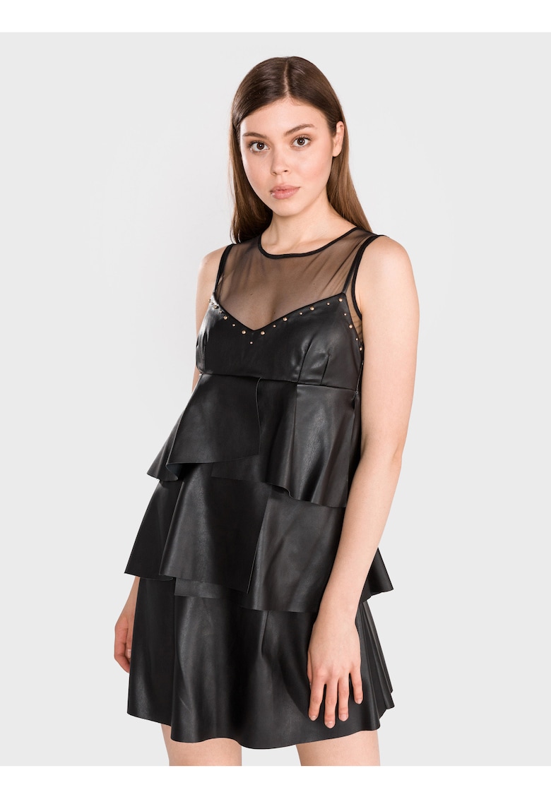Rochie mini stratificata din piele ecologica
