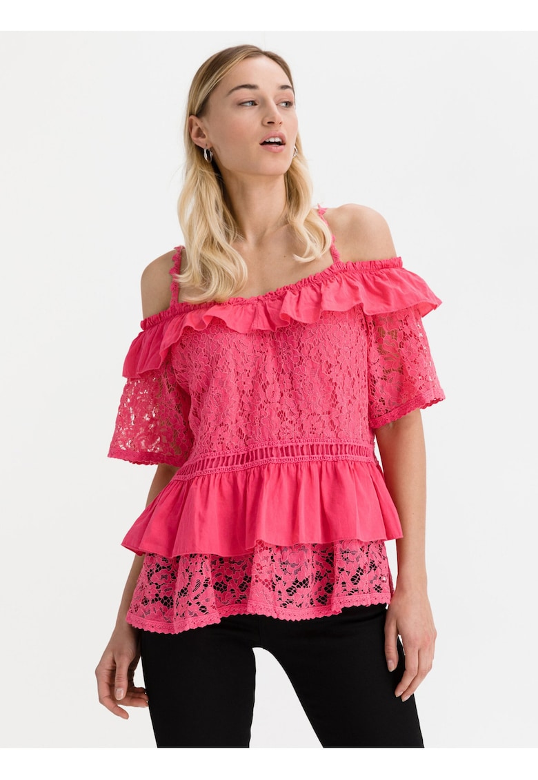 Bluza din dantela cu decupaj pe umeri