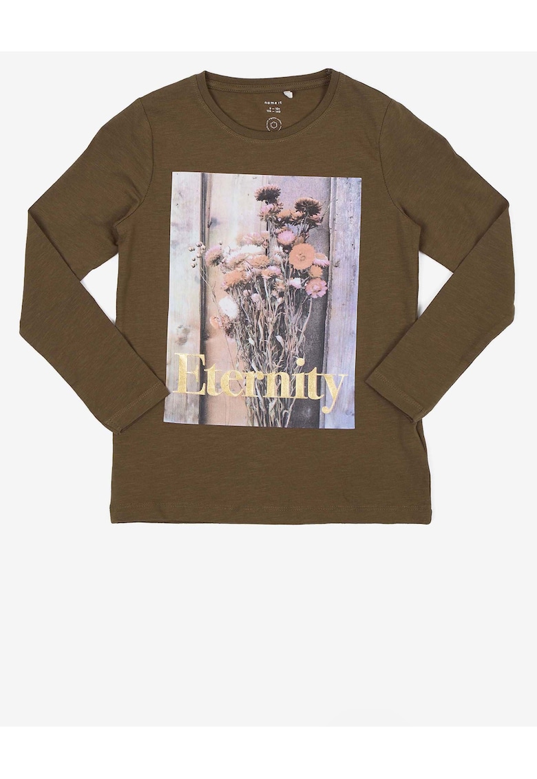 Bluza cu imprimeu floral din amestec de bumbac organic
