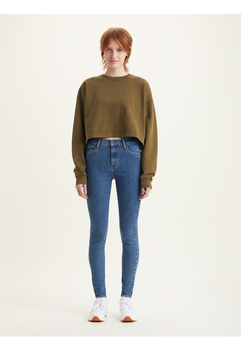 Blugi skinny cu talie inalta si buzunare