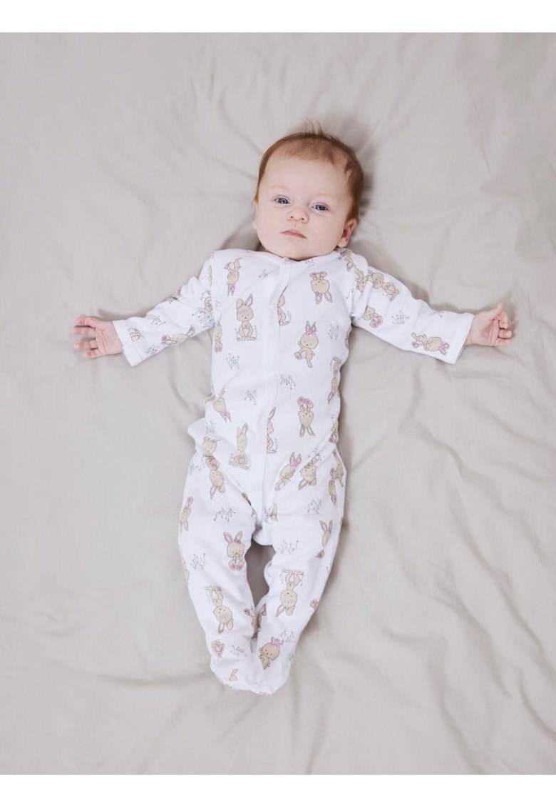 Pijama din bumbac cu imprimeu iepurasi