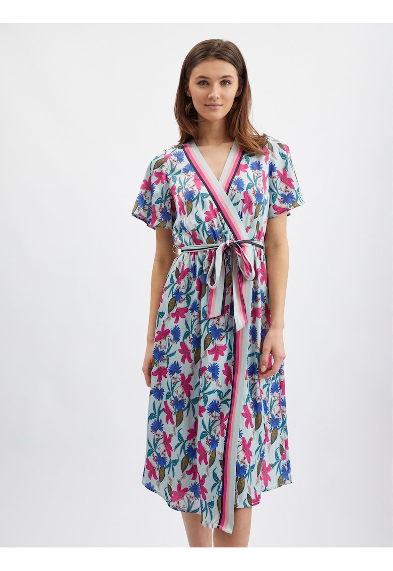 Rochie cu model petrecut si imprimeu floral