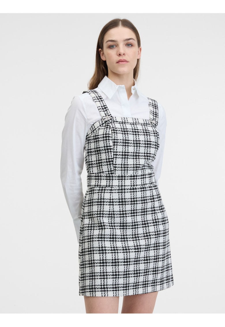 Rochie-sarafan din tweed - cu imprimeu in carouri
