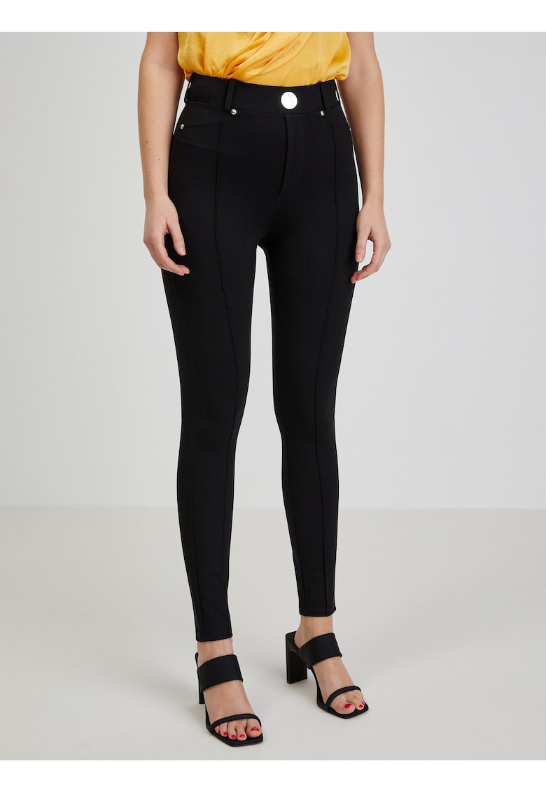 Pantaloni cu model uni si buzunare decorative -