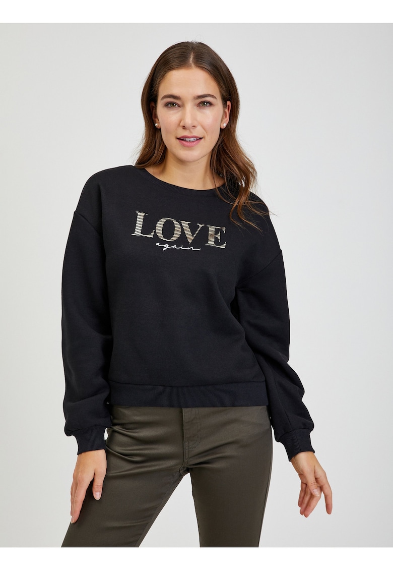 Pulover lejer cu imprimeu text