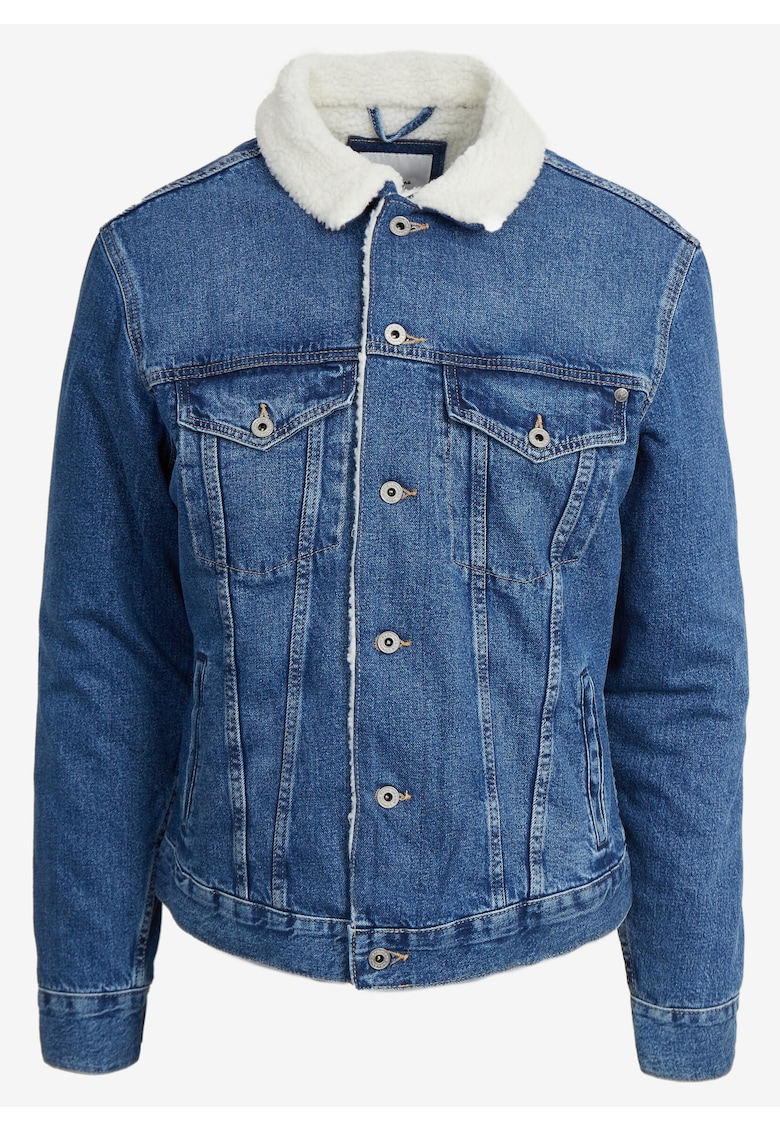 Geaca din denim regular fit cu blana artificiala -