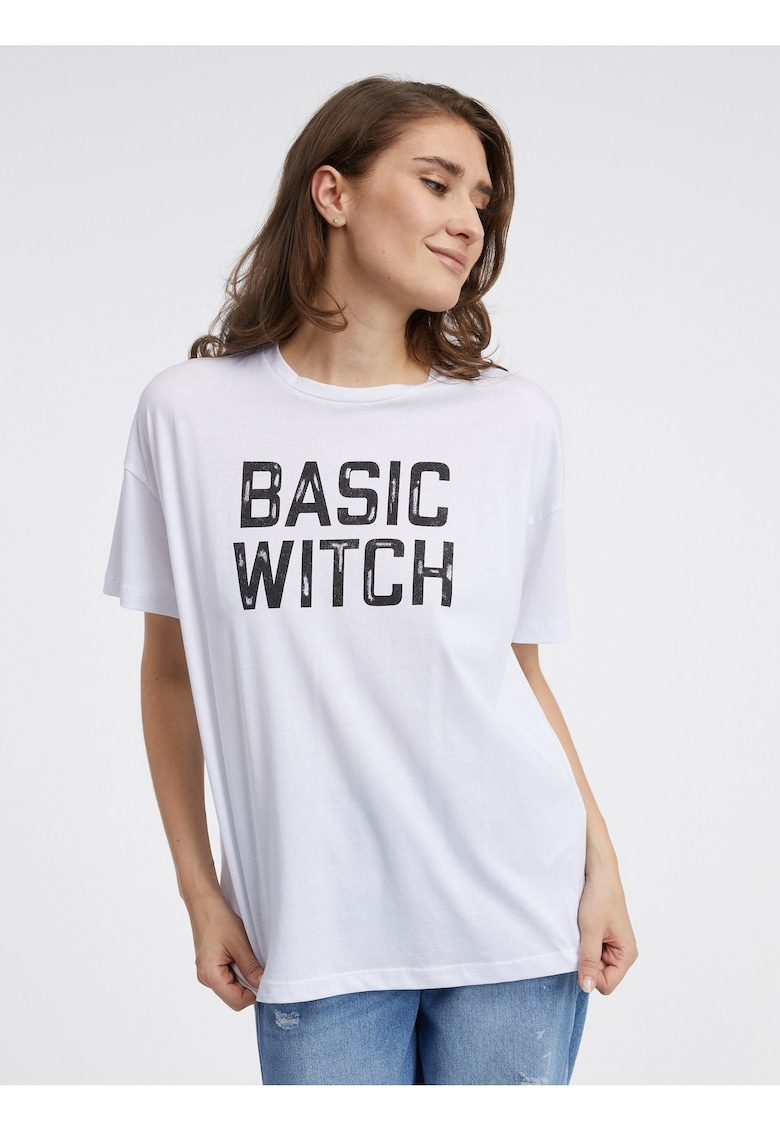 Tricou din bumbac organic cu imprimeu text Mathilde