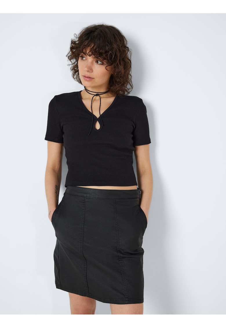 Tricou crop din amestec de bumbac -