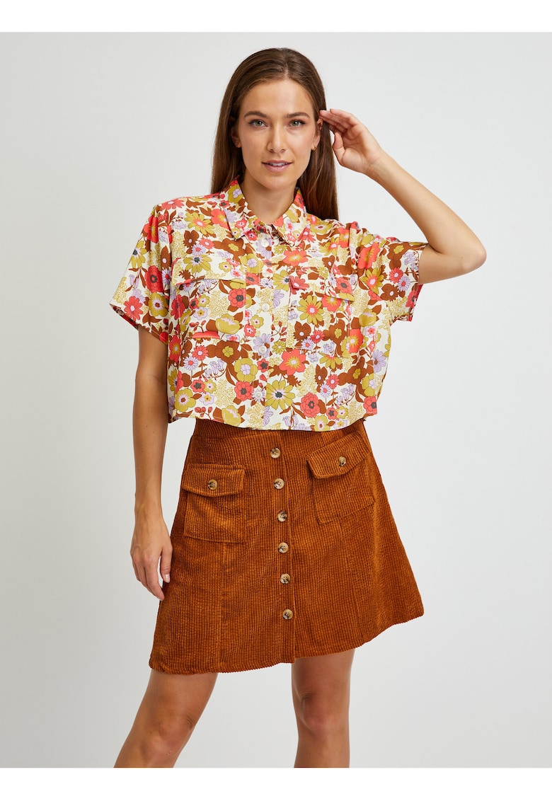 Camasa crop cu model floral Nika -