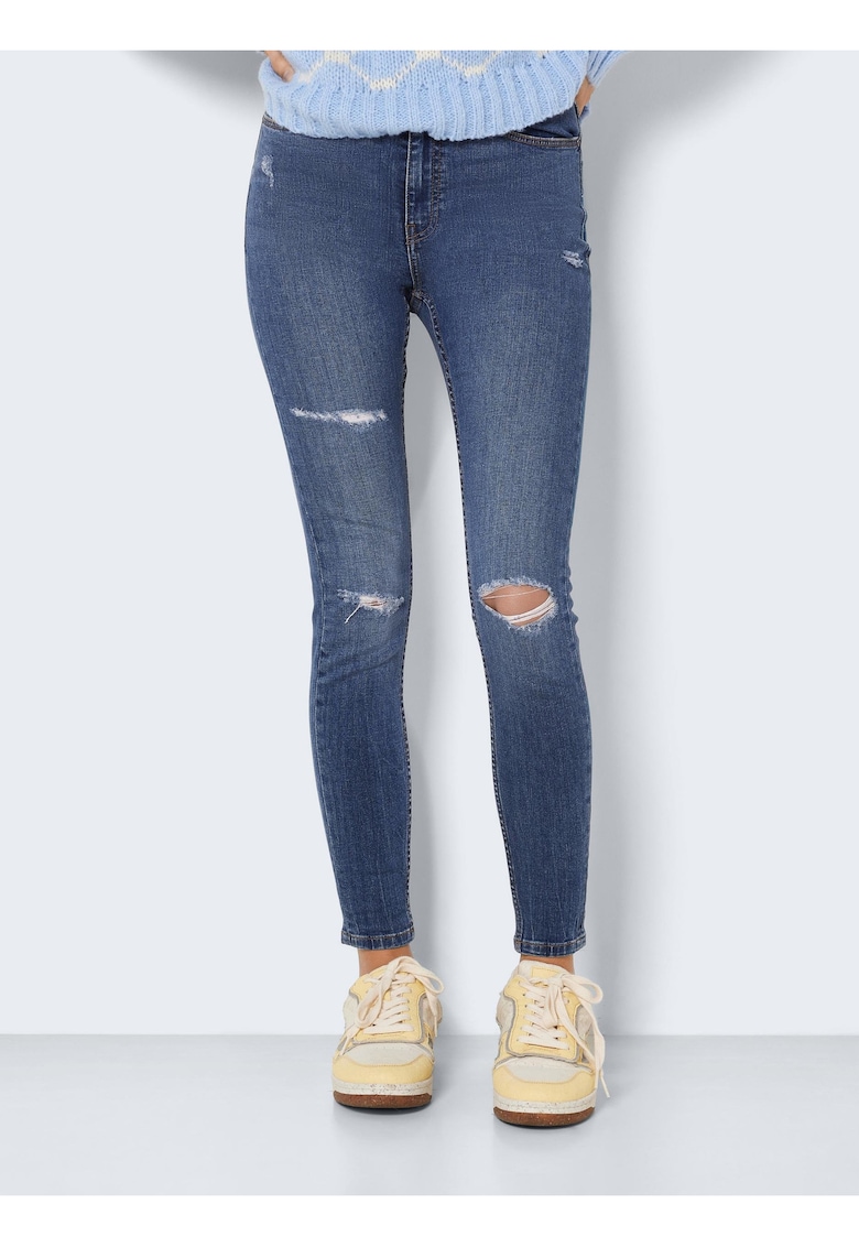 Blugi skinny cu taieturi decorative