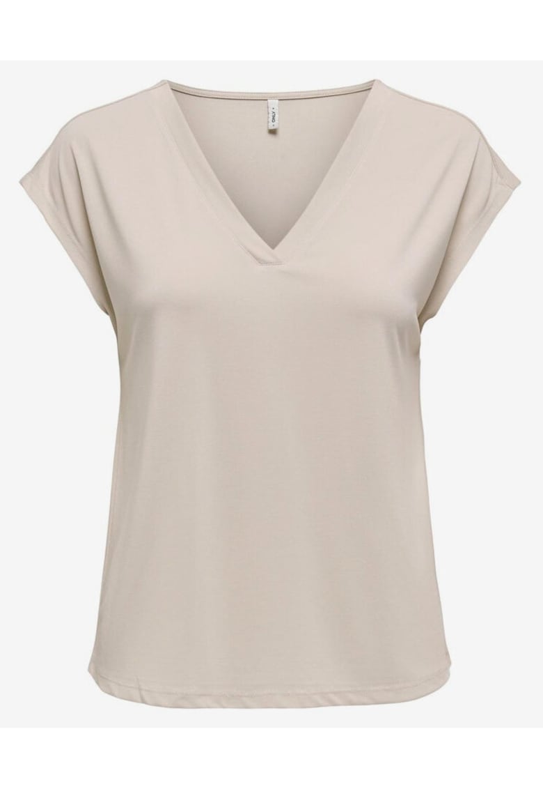 Tricou din amestec de modal cu decolteu in V -