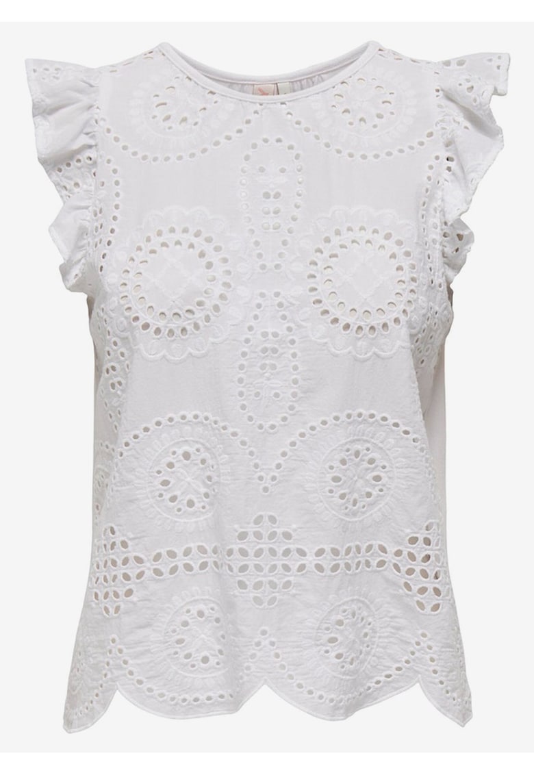 Top din bumbac organic cu broderie Sangallo Marga -