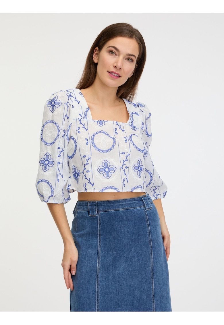 Bluza crop cu maneci bufante Mabel