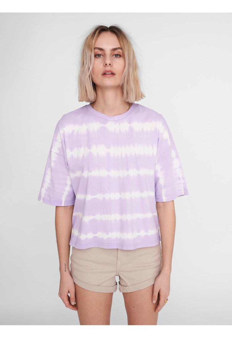 Tricou relaxed fit din amestec de bumbac cu model in dungi -