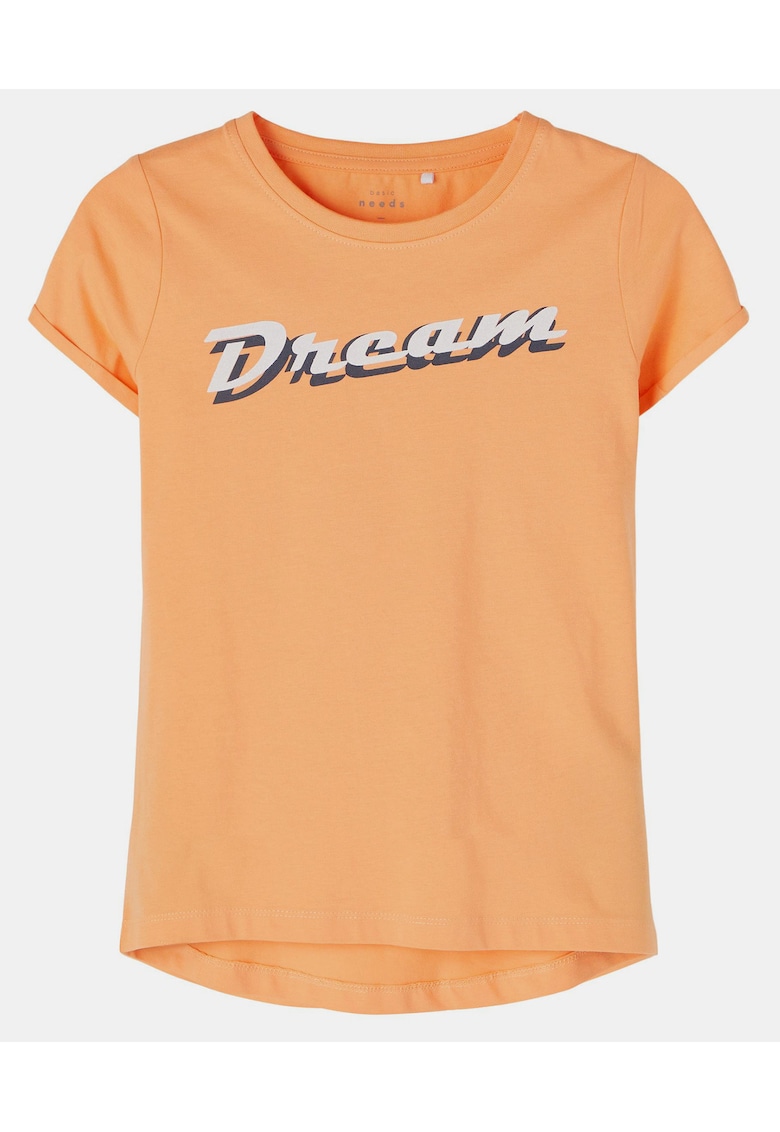 Tricou din amestec de bumbac organic cu text Vix -