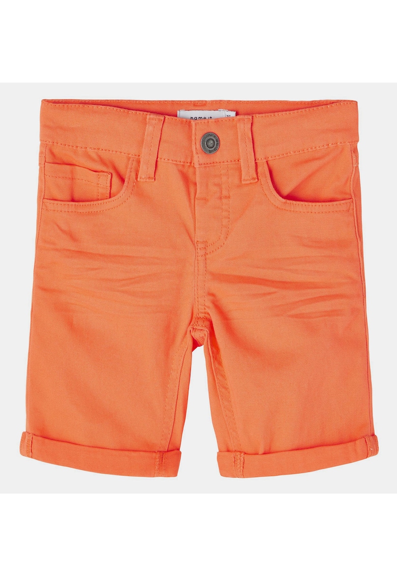 Pantaloni scurti cu talie medie si buzunare -