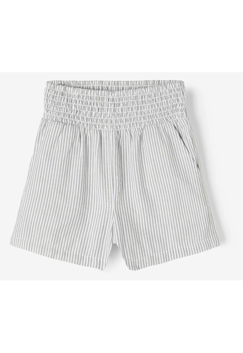 Pantaloni scurti cu model in dungi si talie elastica -