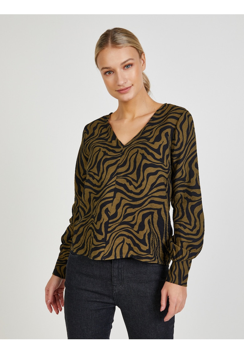 Bluza cu model zebra si decolteu in V -
