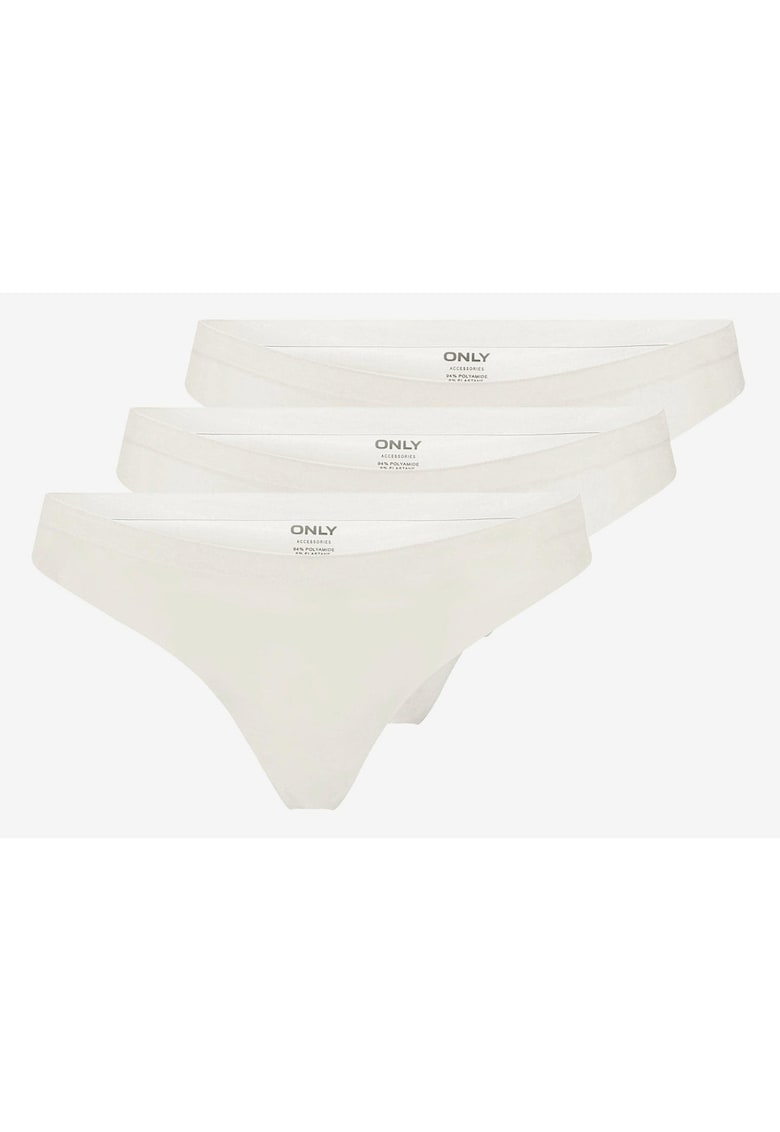 Set de chiloti tanga cu model uni - 3 perechi -