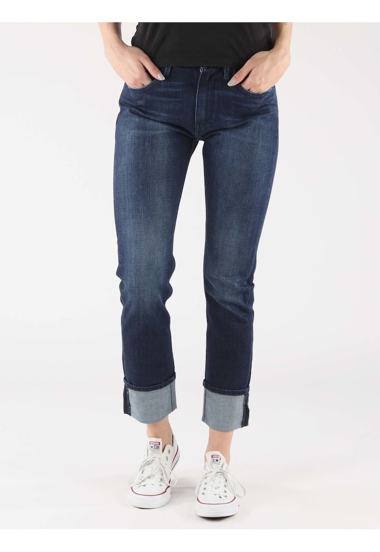 Jeans cu croiala dreapta crop -