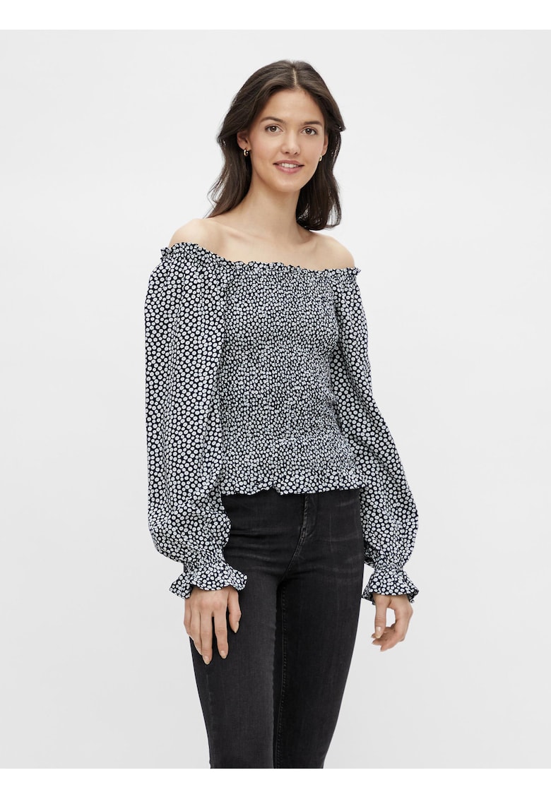 Bluza cu decolteu pe umeri si imprimeu floral Laoise