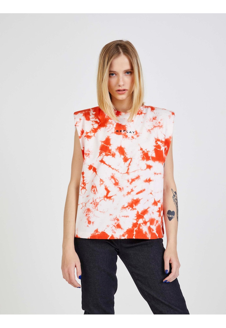Top din bumbac cu model tie-dye