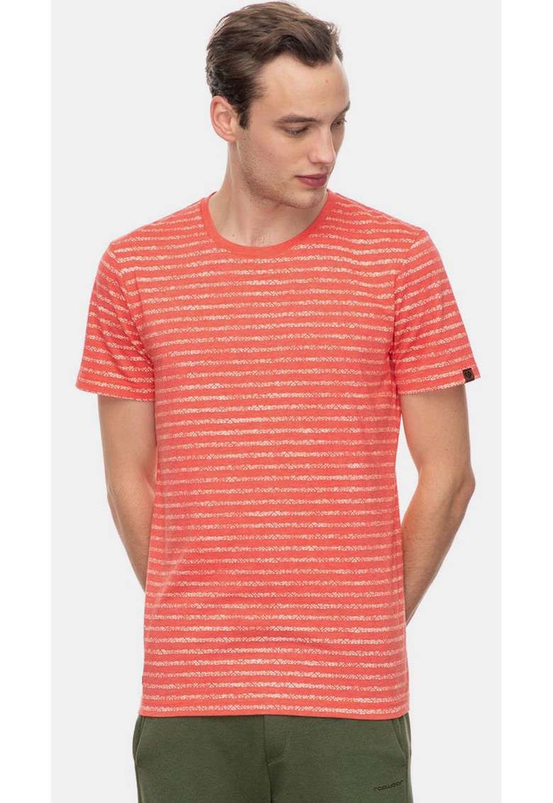 Tricou din amestec de bumbac cu model cu dungi discrete -