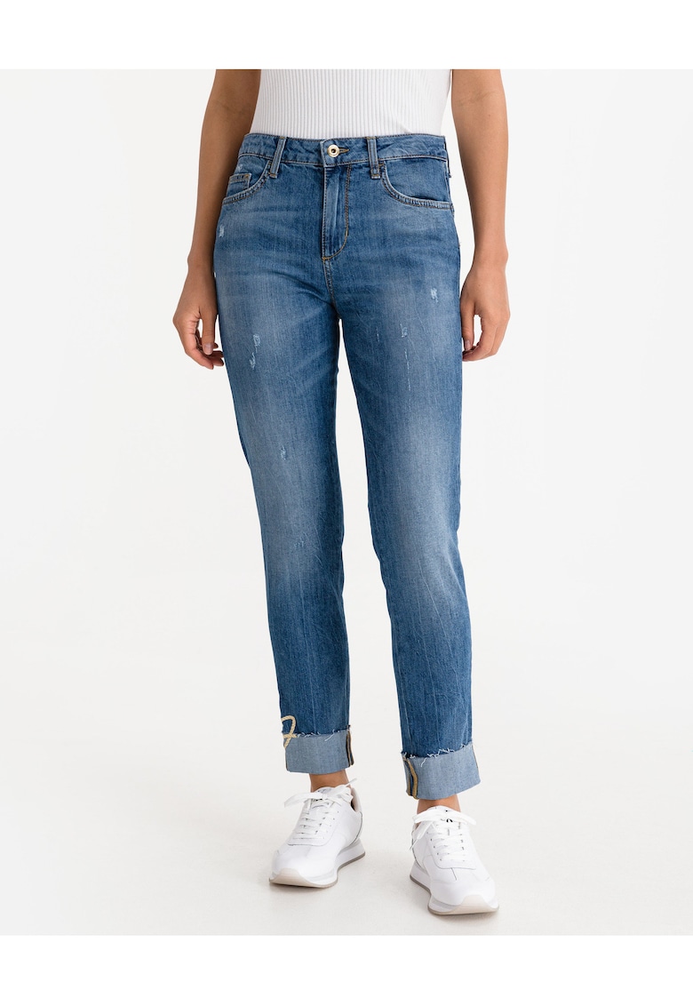 Blugi crop cu terminatie rasucita -