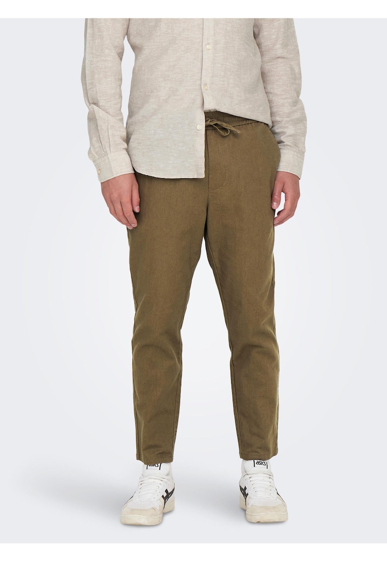 Pantaloni din amestec de in cu snur de ajustare Linus -