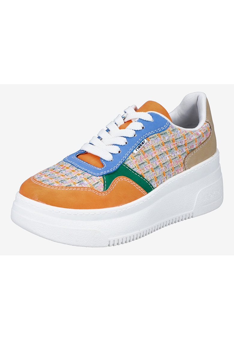 Pantofi sport cu platforma si model colorblock
