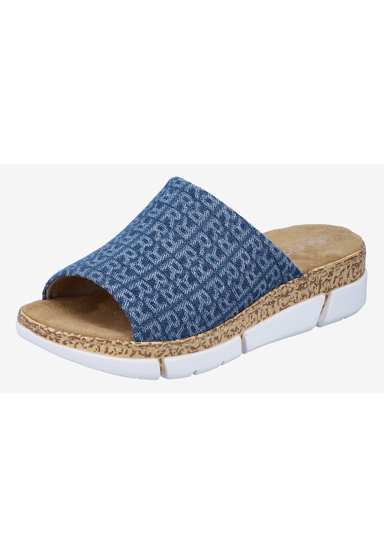 Papuci din textil cu talpa wedge -