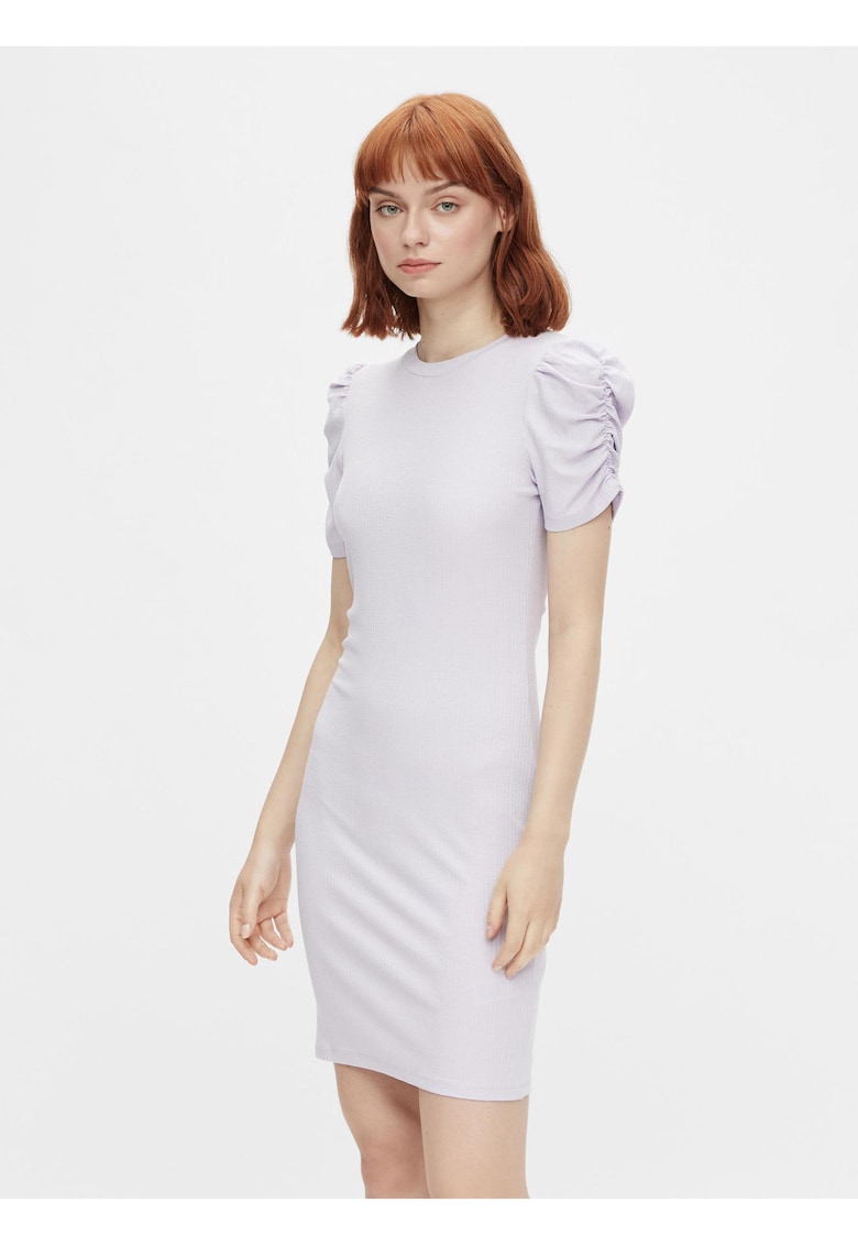 Rochie din amestec de lyocell cu maneci scurte cu insertii elastice