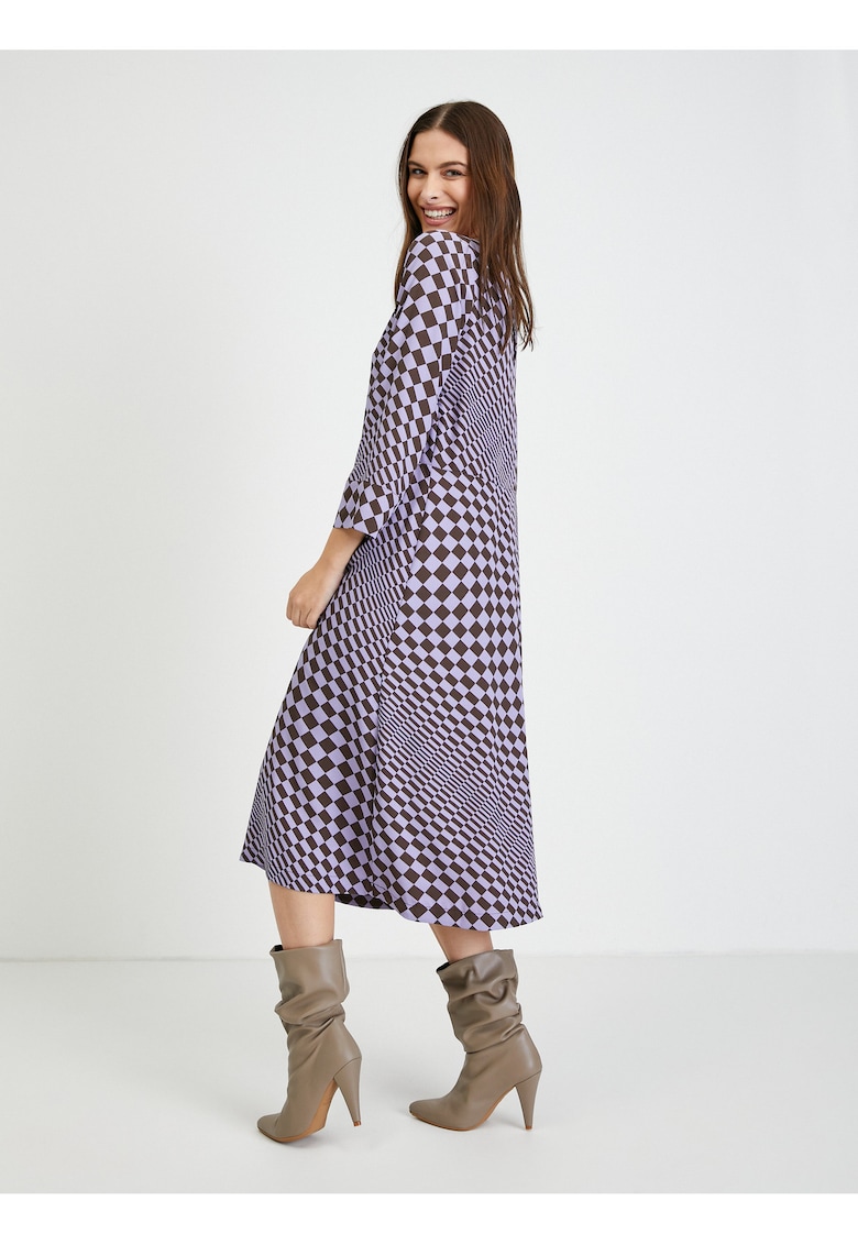 Rochie midi cu imprimeu in carouri -