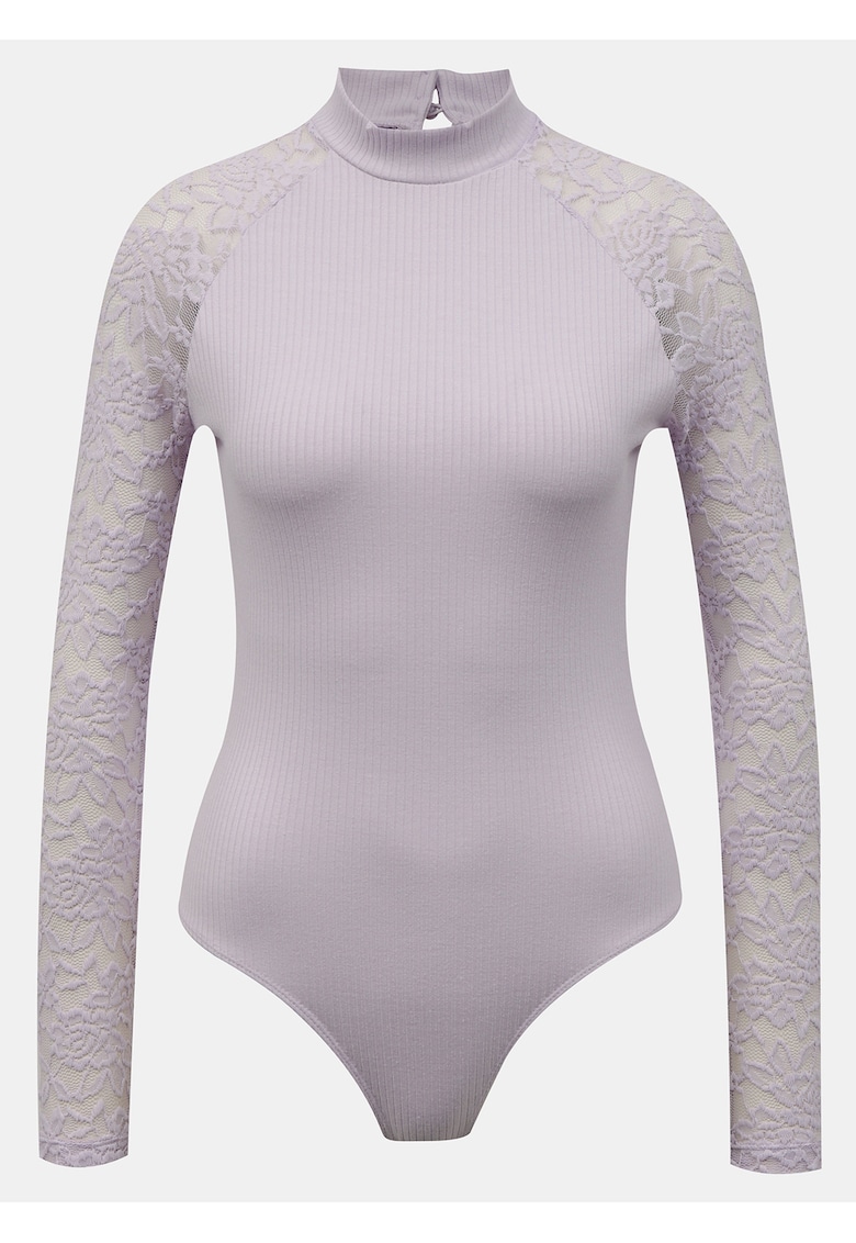 Body cu guler scurt si maneci din dantela