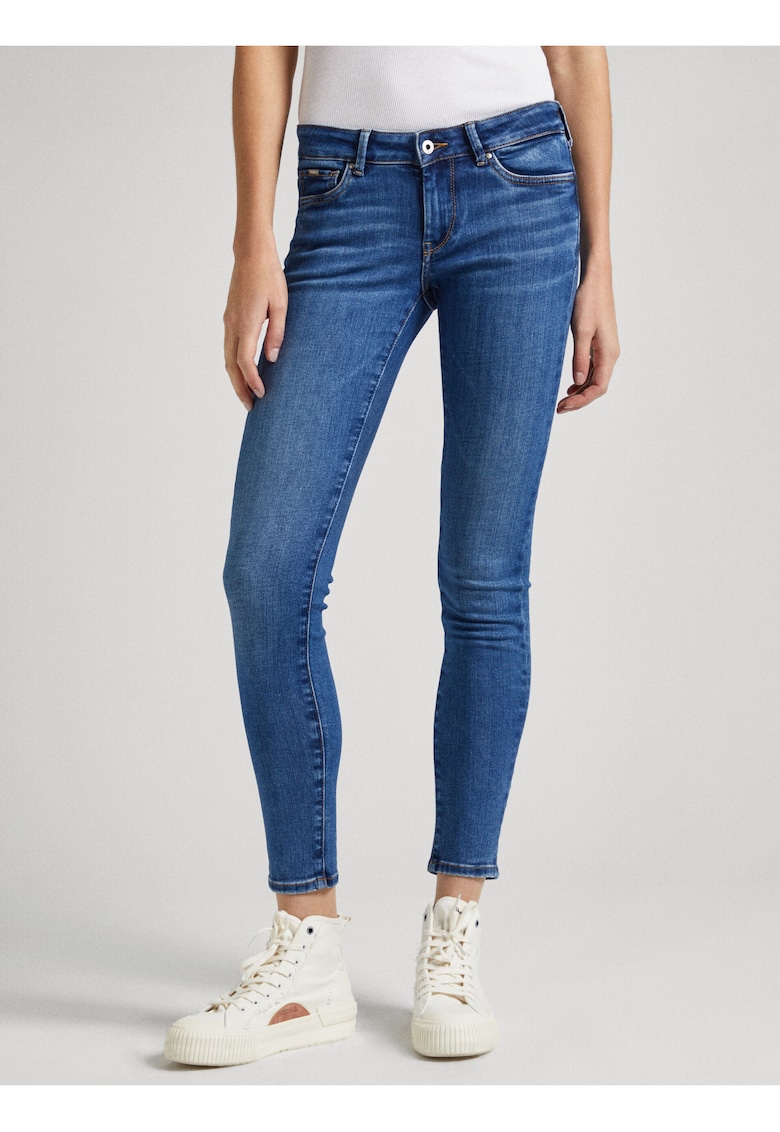 Blugi skinny crop cu talie joasa